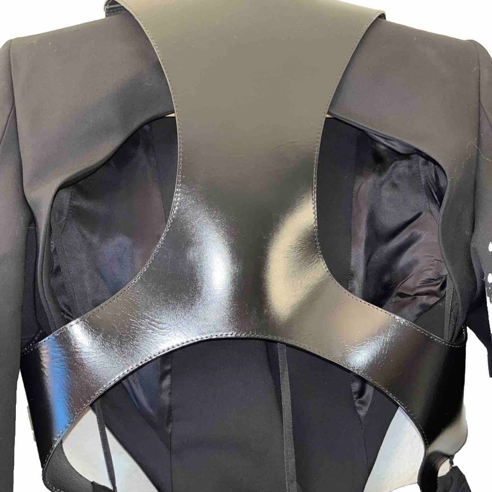 Alexander McQueen Black Blazer Leather Harness Cutout 2 Formal NWOT 🟡 - Picture 10 of 14